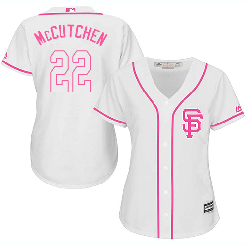 Giants #22 Andrew McCutchen White/Pink Fashion Women's Stitched MLB Jersey - Click Image to Close